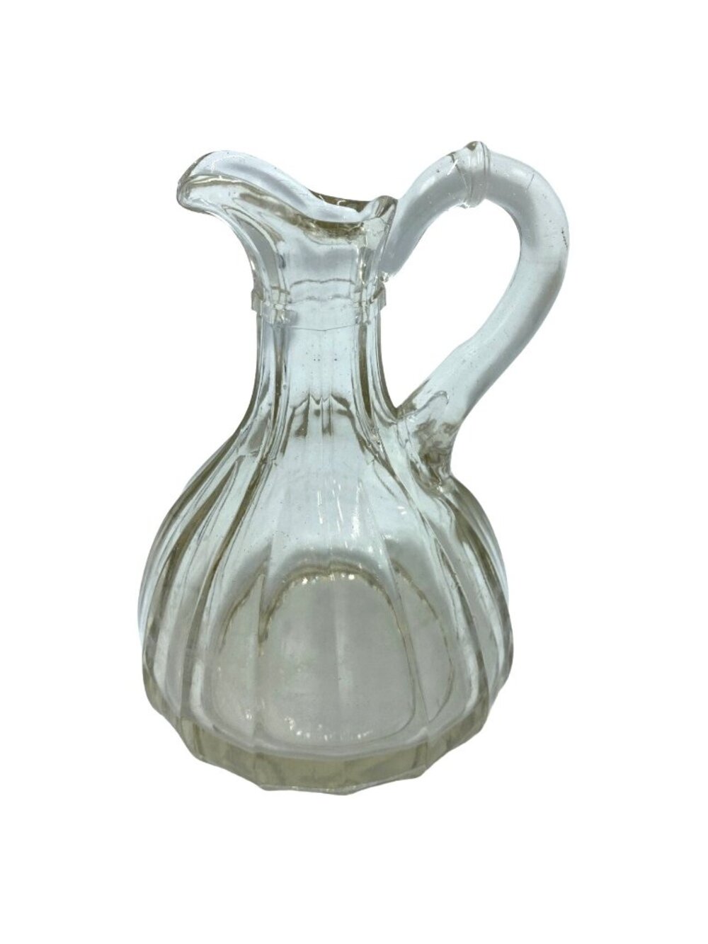 Vintage Clear Glass Ribbed Pitcher Or Cruet